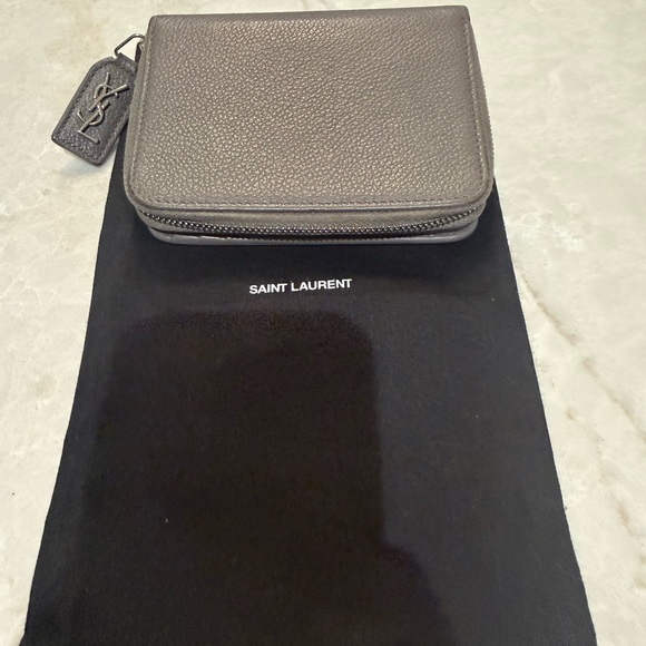 Authentic YSL  Zip Around Compact wallet 
Gray pebble  Leather in EUC dust bag - Picture 10 of 10